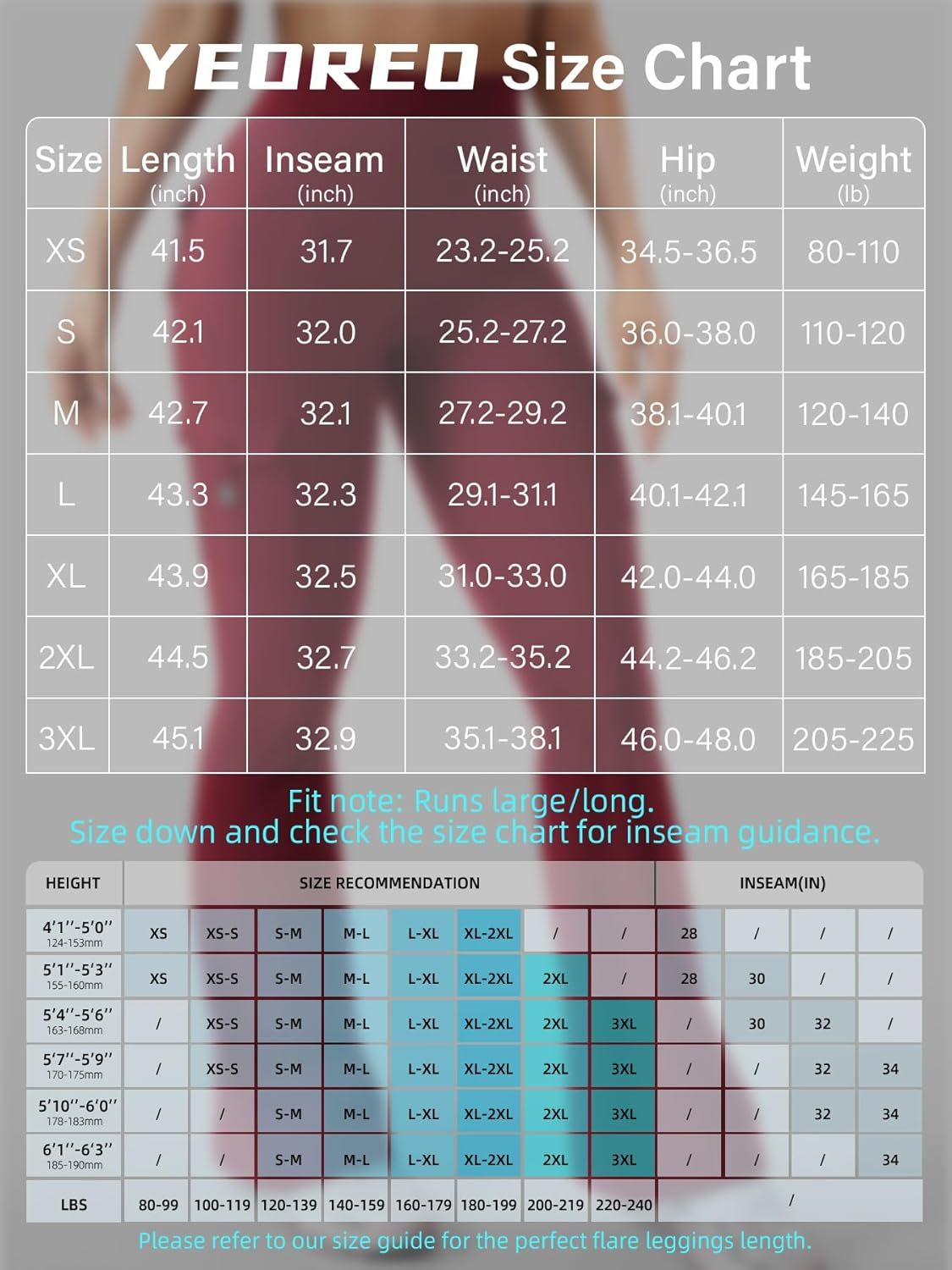 YEOREO Women Workout Flare Leggings with Pockets Hidden Scrunch High Waisted Cargo Gym Yoga Leggings Wine image number 5