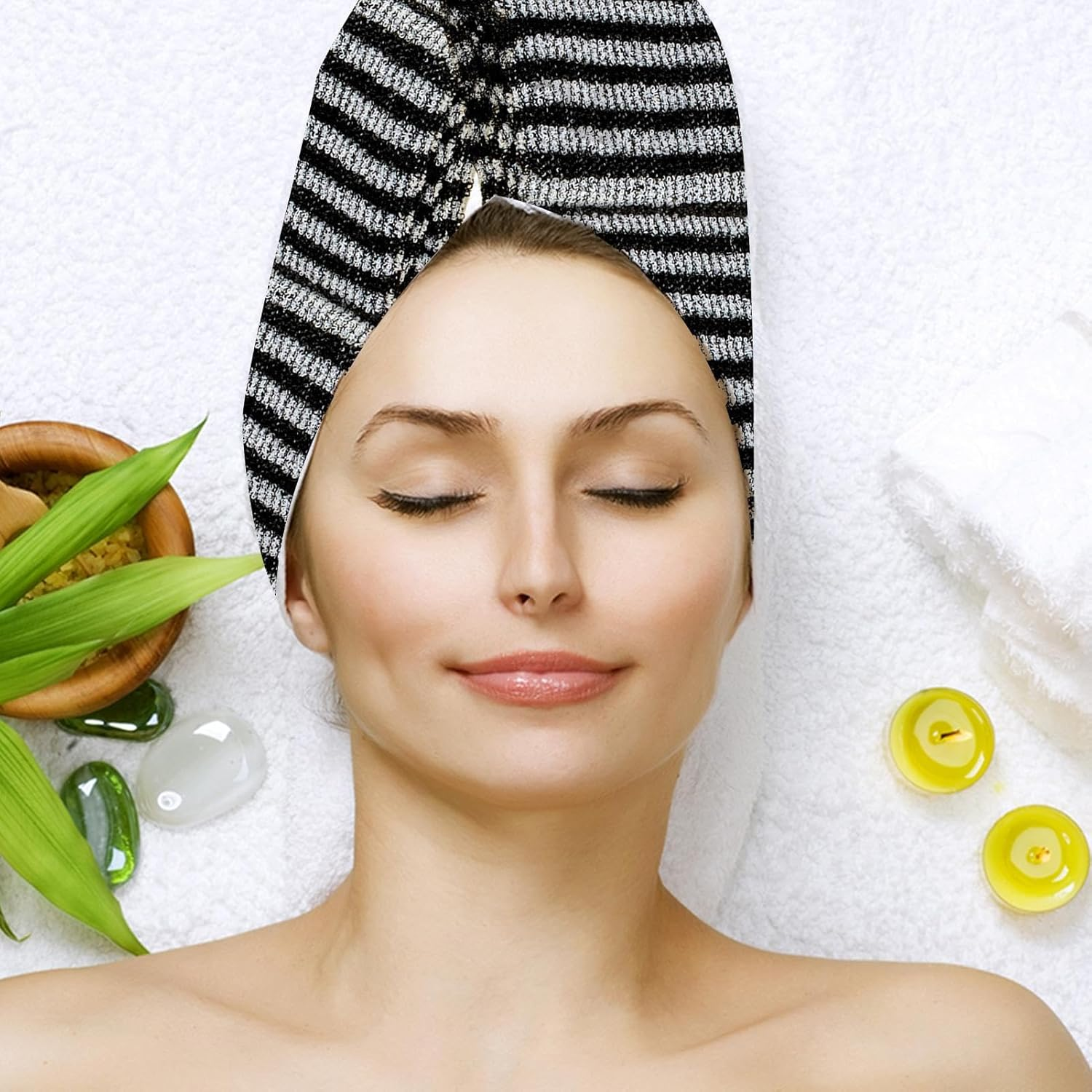 Shower Towel, 2 Pieces Body Cleansing Massage Scrub - Soft and Practical, Removes Dead Skin for Men Women Body Cleaning and Massage (Black) - Black image number 5