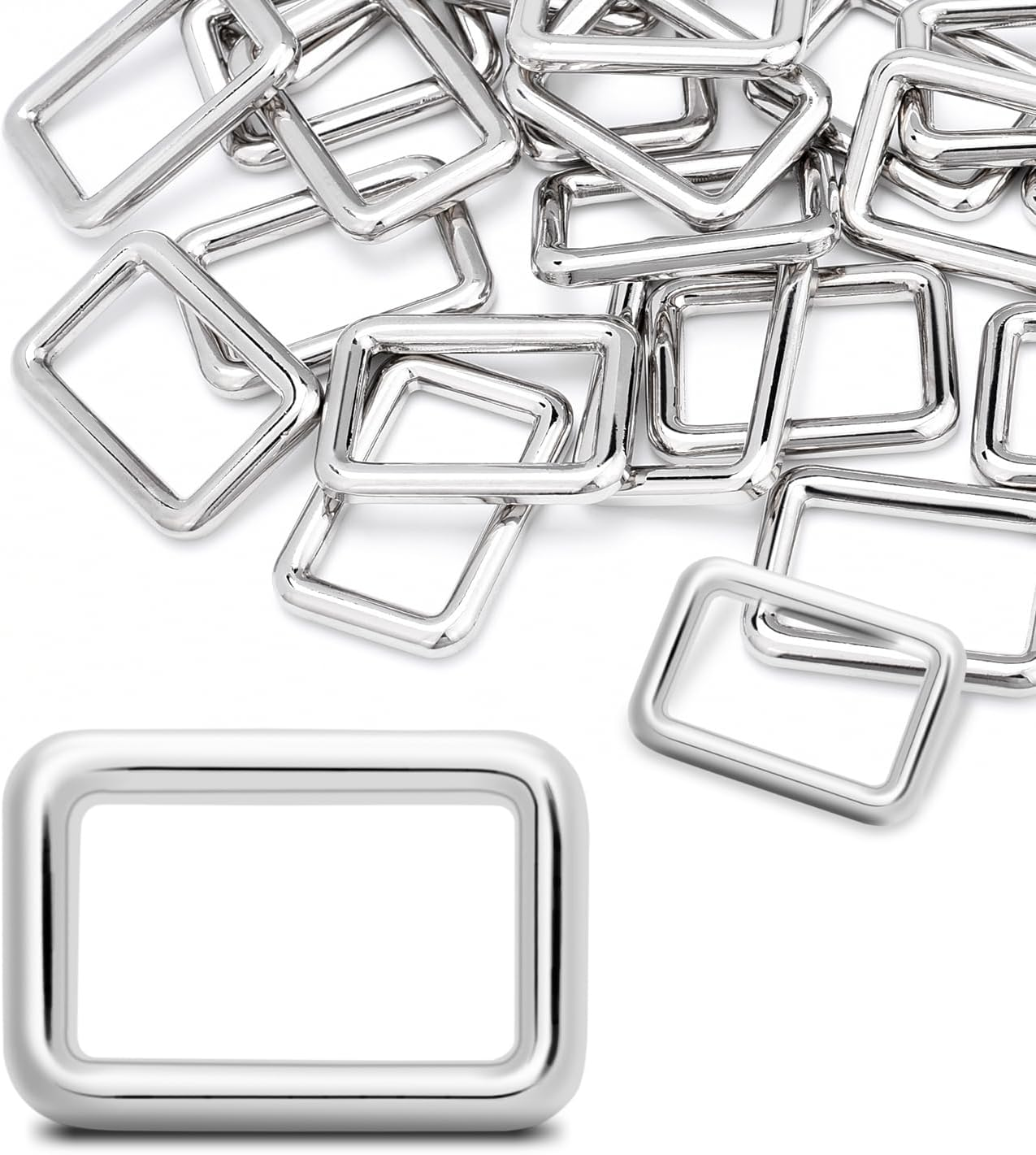 Coobigo Metal O-Ring Slide Buckle Rectangle Rings Swivel Snap Hooks D Ring Roller Buckles - 1 Inch