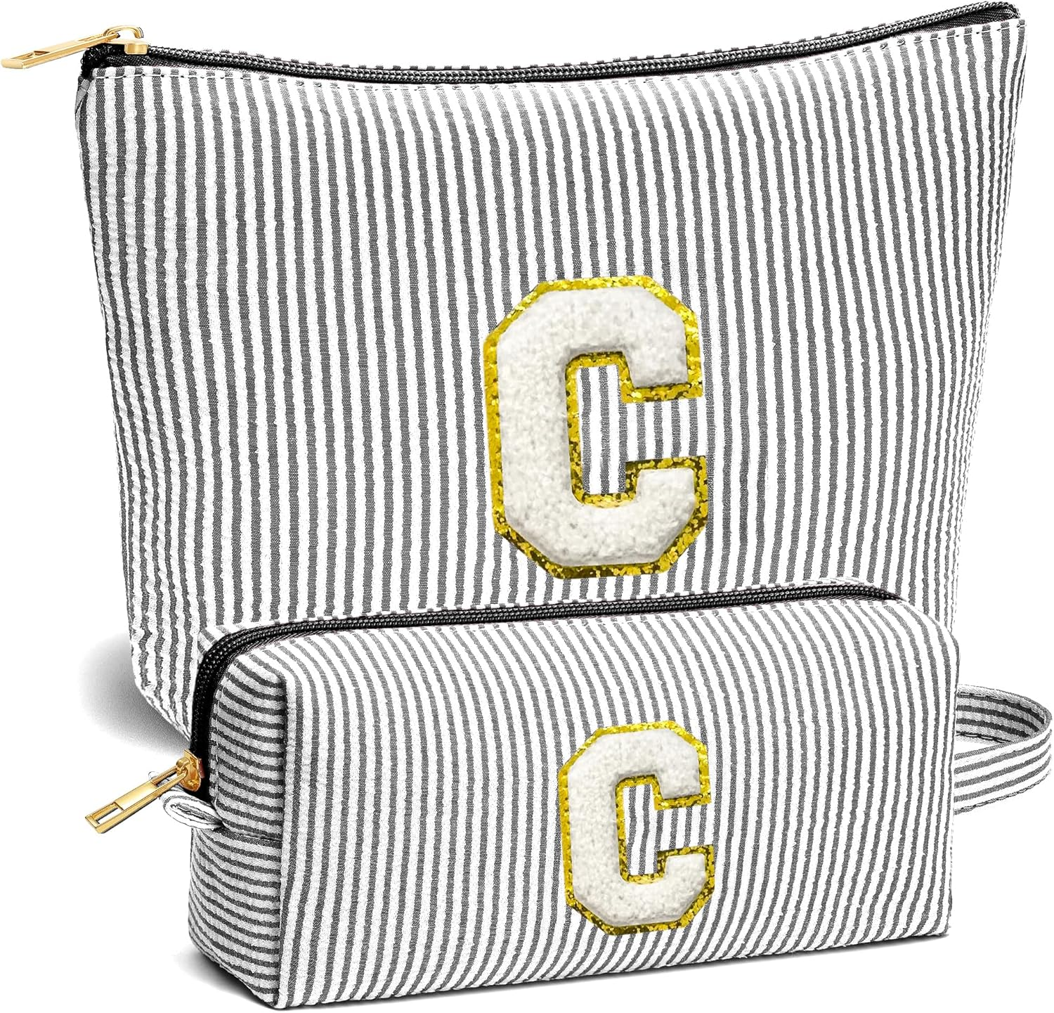 Fohufo Travel Makeup Bag Set - Initial Travel Toiletry Bag, Portable Make up Cosmetic Bag | Travel Essentials Travel Makeup Bag | Cute Pink/Purple/Blue Stuff Gifts for Women Mom Daughter Teacher