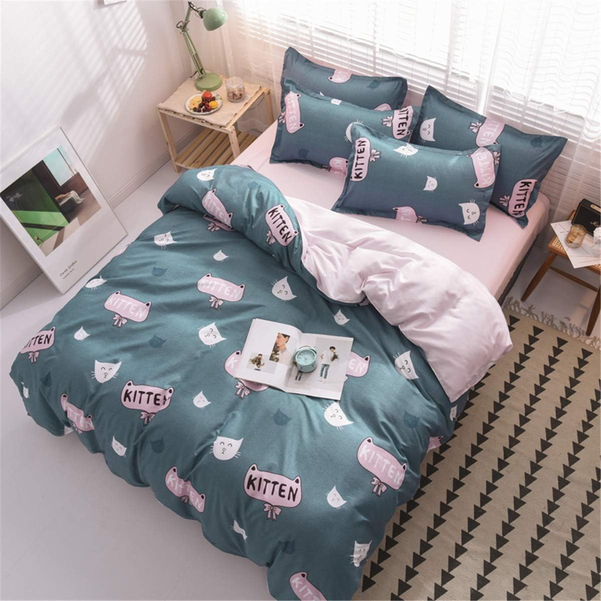 Duvet Cover Set 4 Pieces Single Queen King Twin Full, Morbuy 4 Pcs Bedding Set Reversible Printed Microfiber Soft with 1 Quilt Cover 2 Pillowcases 1 Sheets (220X240Cm,Unicorn)