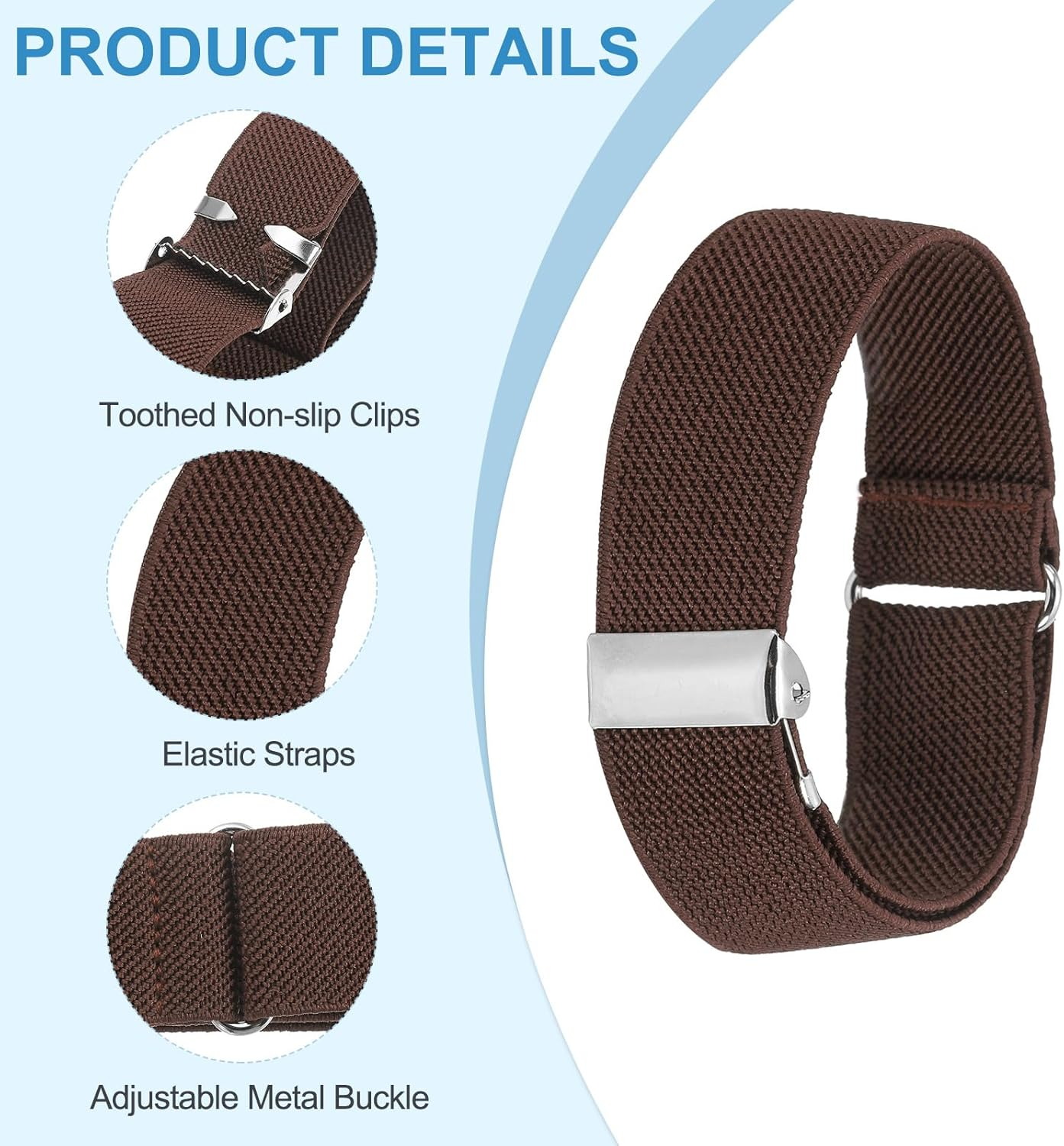 Uxcell Adjustable Arm Bands, 2 Pack/1 Pair Anti-Slip Sleeve Garter Elastic Shirt Sleeve Holders for Men Women, Brown image number 1