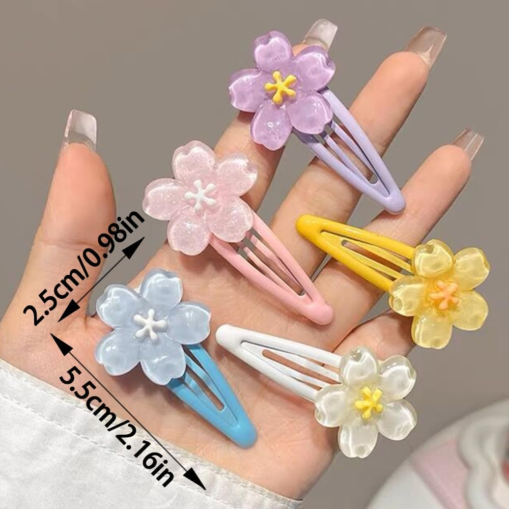 Pack of 10 Flower Hair Clips Jelly Flowers Hair Clips Women'S Sakura Flower Hair Clip Hair Clips Y2K Side Pony Hair Clip Flower Candy Coloured Hair Clips Girls Hair Clips Hair Accessories image number 6