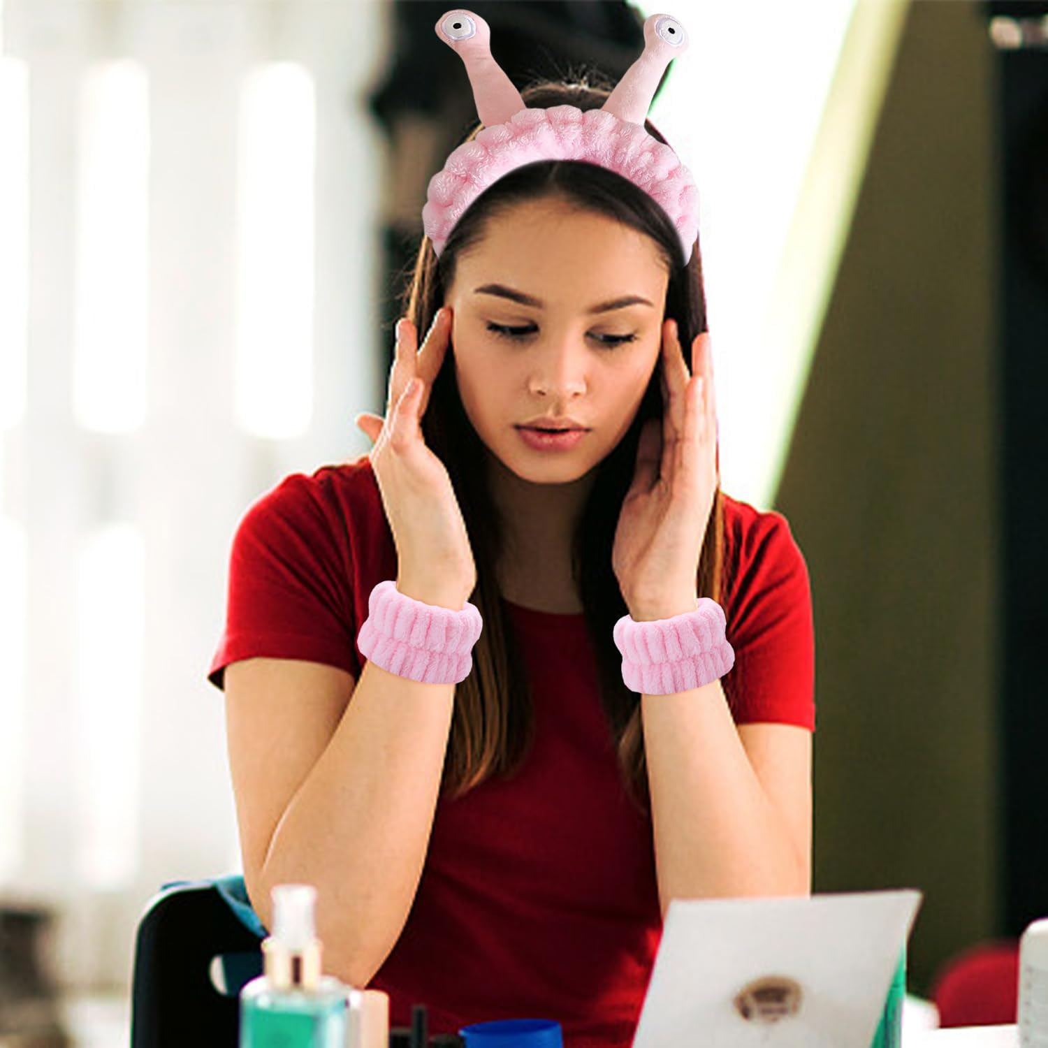 1-Piece Snail Element Headband, 2-Piece Wrist Strap, Creative Styling Headband, Face Wash Headband, Elastic Headband, Cartoon Hair Band image number 2