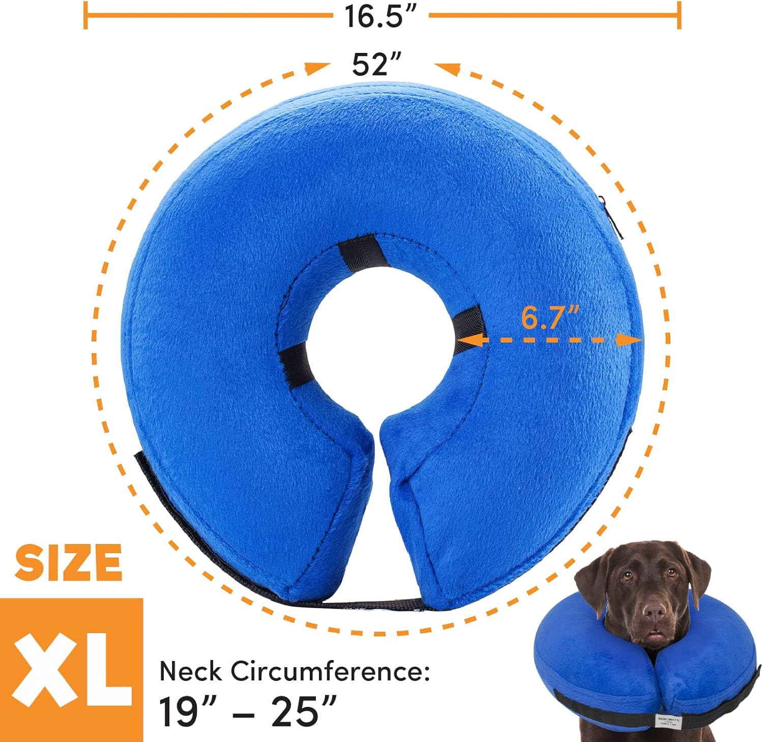 Protective Inflatable Collar for Dogs and Cats - Soft Pet Recovery Collar Does Not Block Vision E-Collar (X-Large) image number 1