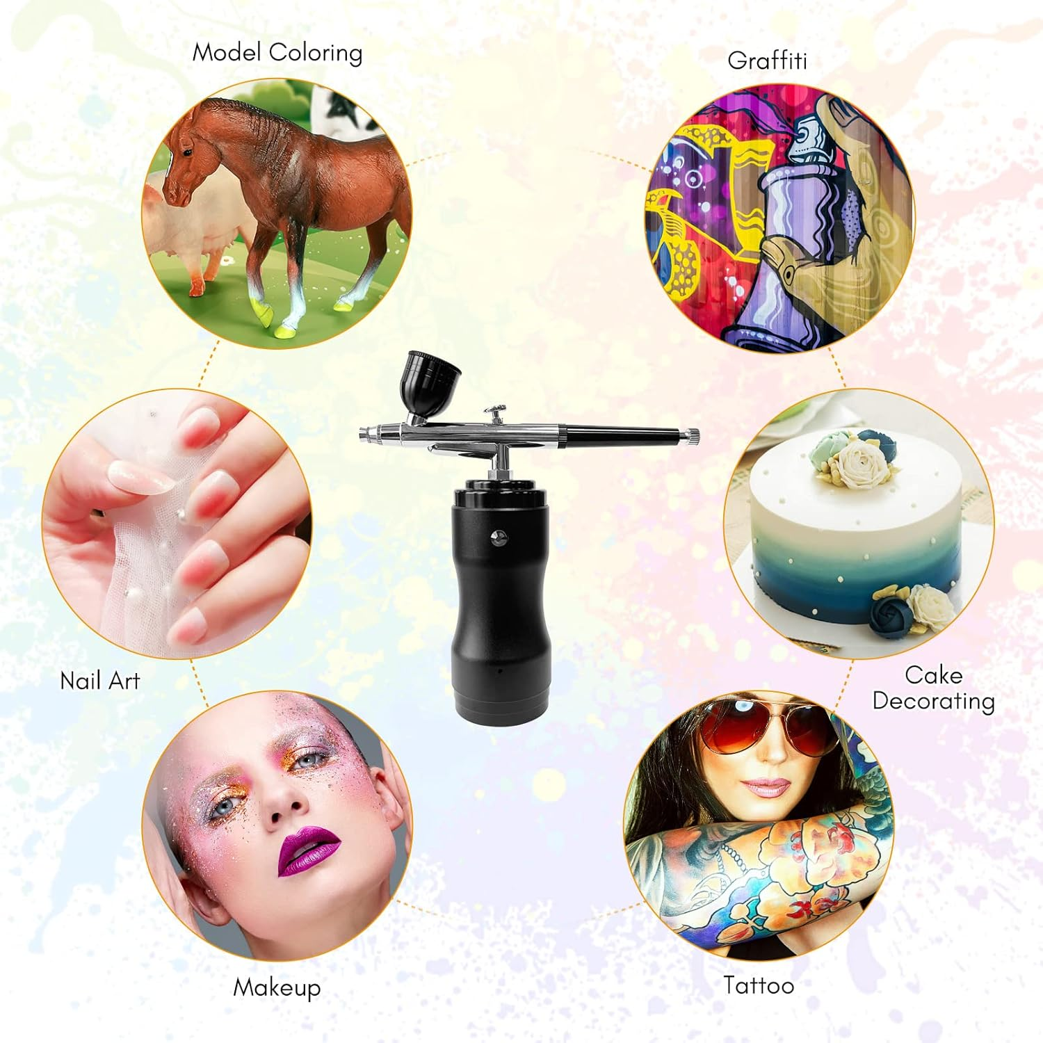 Portable Kit with Compr or Handheld Cordl Brush Pen Dual- Tion 3-Level Adjustable Pr Ure Built-In Battery R Pai Ing Model Coloring Nail Art Makeup Cake Deco Ing image number 3