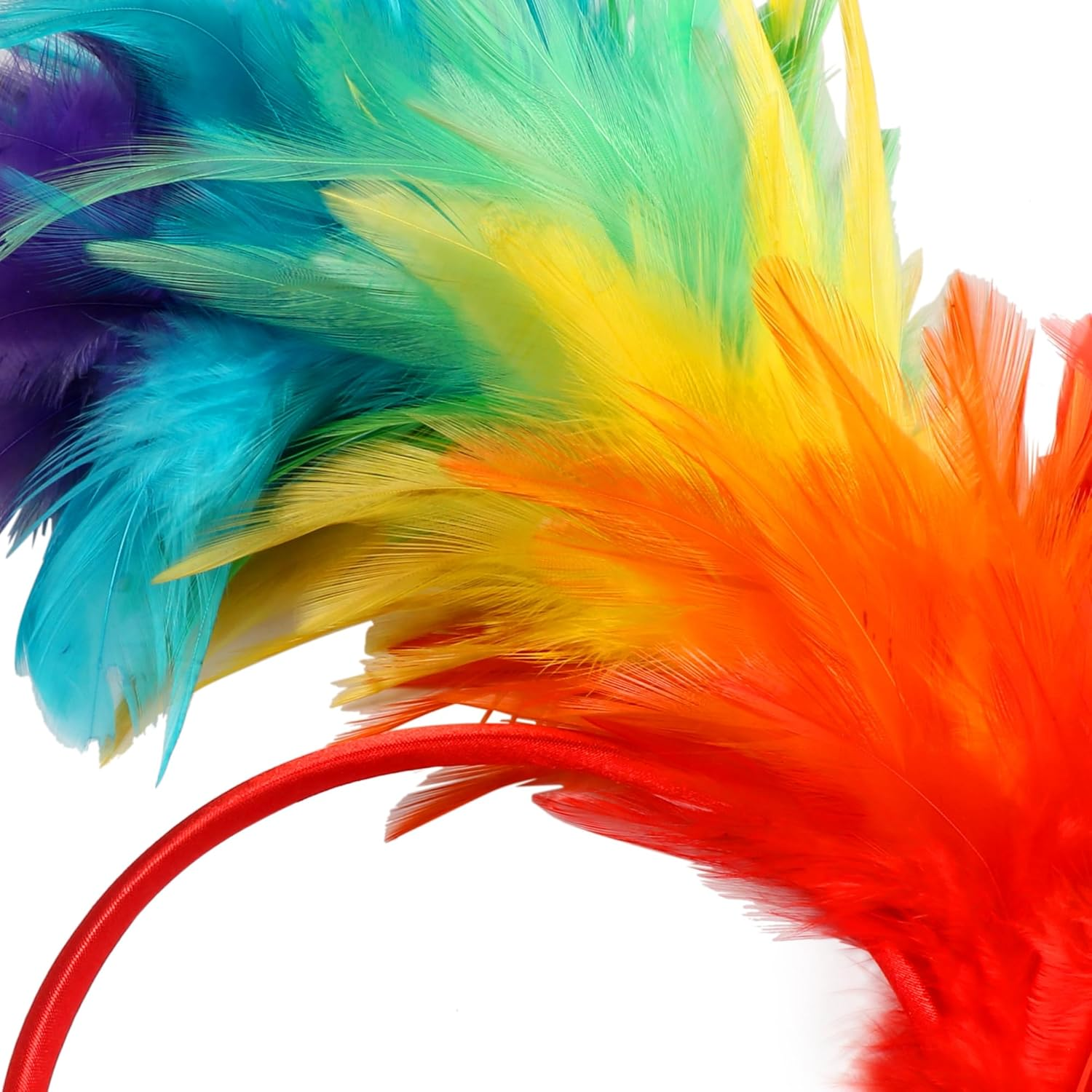 TRIXES Rainbow Feather Headband &ndash; One Size Fits Most &ndash; Multicolour Fancy Dress Accessory -Perfect for Lgbtqia2S+ Pride and Carnival image number 1