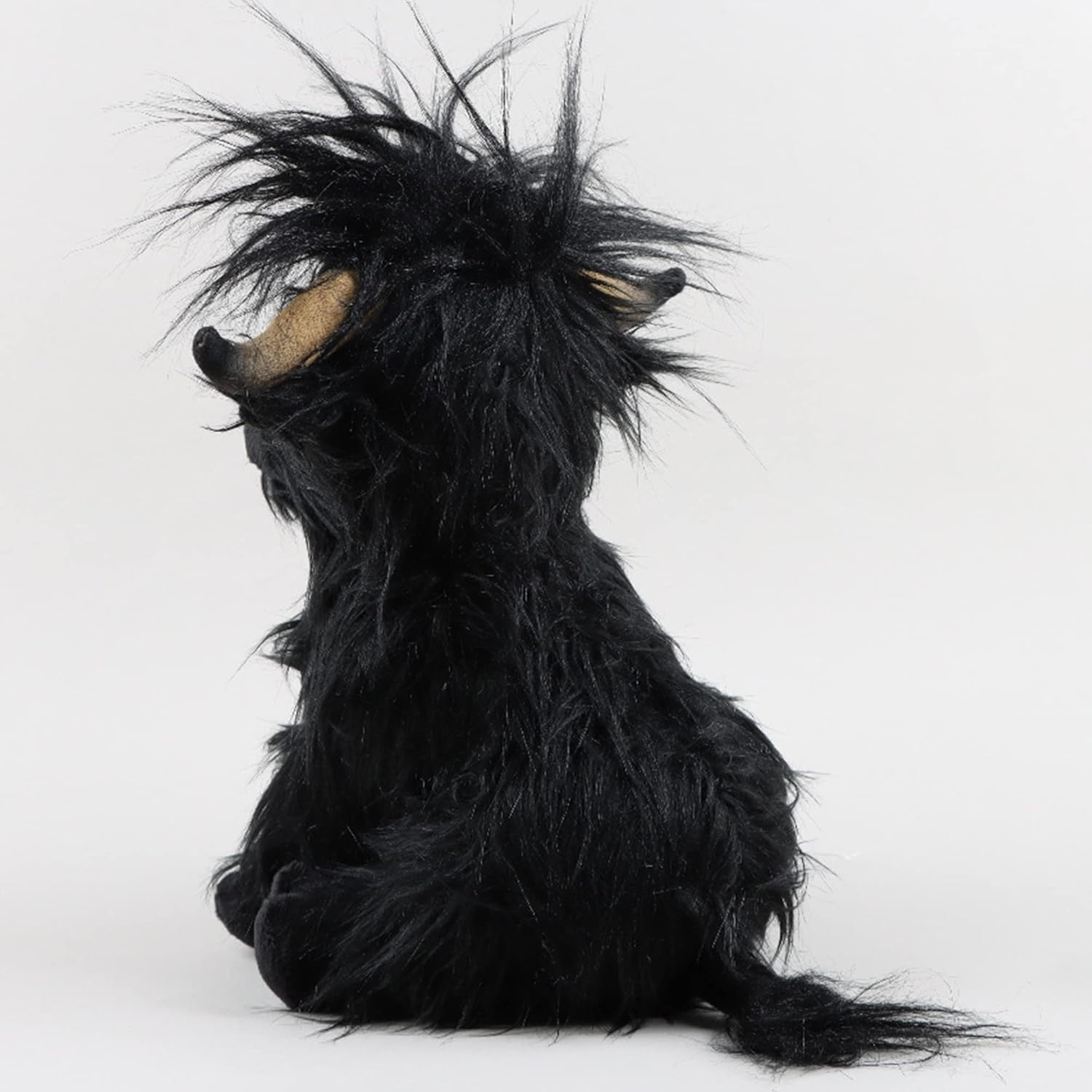 9.8Inch Highland Cow Stuffed Animal Realistic Cow Plush Toy Cuddly Simulation Highland Cattle Plushie Doll Farm Home Decor for Adults Kids(Black) image number 5