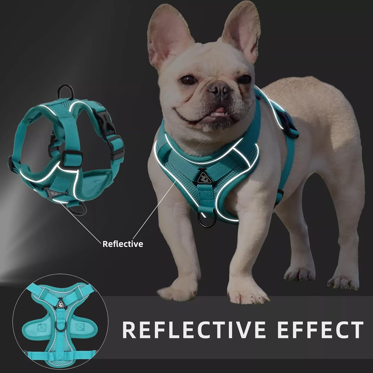 Air-Mesh Breathable Chest Harness, Dog Harness with Lead, Soft, Adjustable, Reflective, Anti-Pull Dog Harness, Adjustable Puppy Harness for Medium, Small, Large Dogs (XL) image number 6