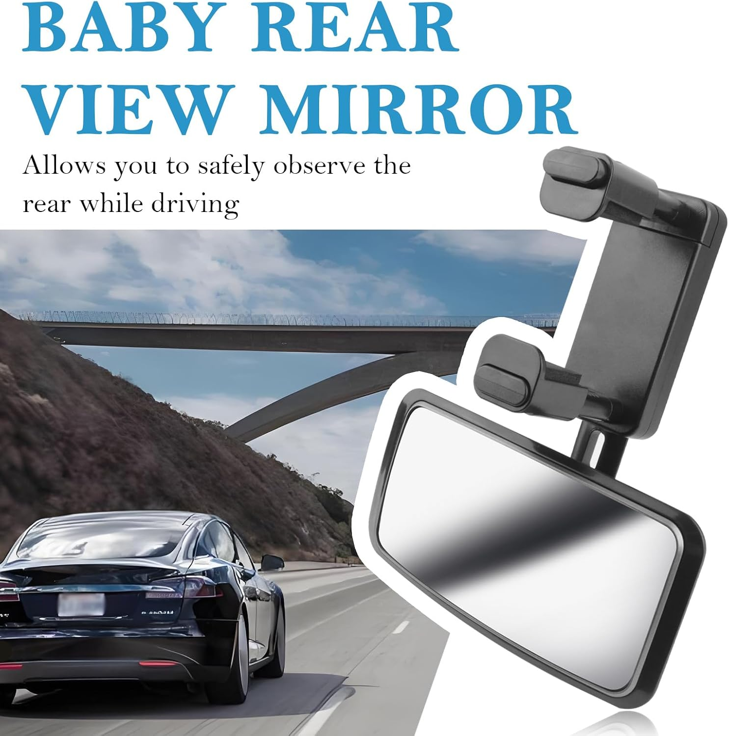 OFBAND 360&deg; Curved Baby Car Mirror, Clip onto Rearview Mirror, Adjustable Baby Mirror for Car SUV Truck image number 2