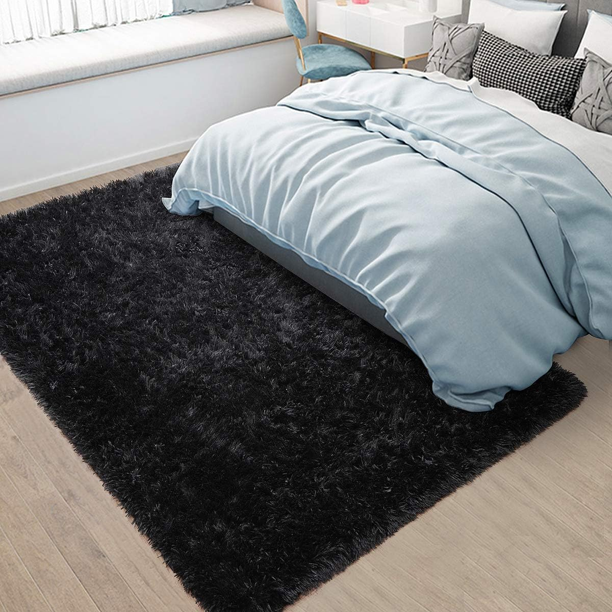 Pacapet Fluffy Area Rugs, Black Shag Rug for Bedroom, Plush Furry Rugs for Living Room, Fuzzy Carpet for Kid'S Room, Nursery, Home Decor, 3 X 5 Feet image number 6