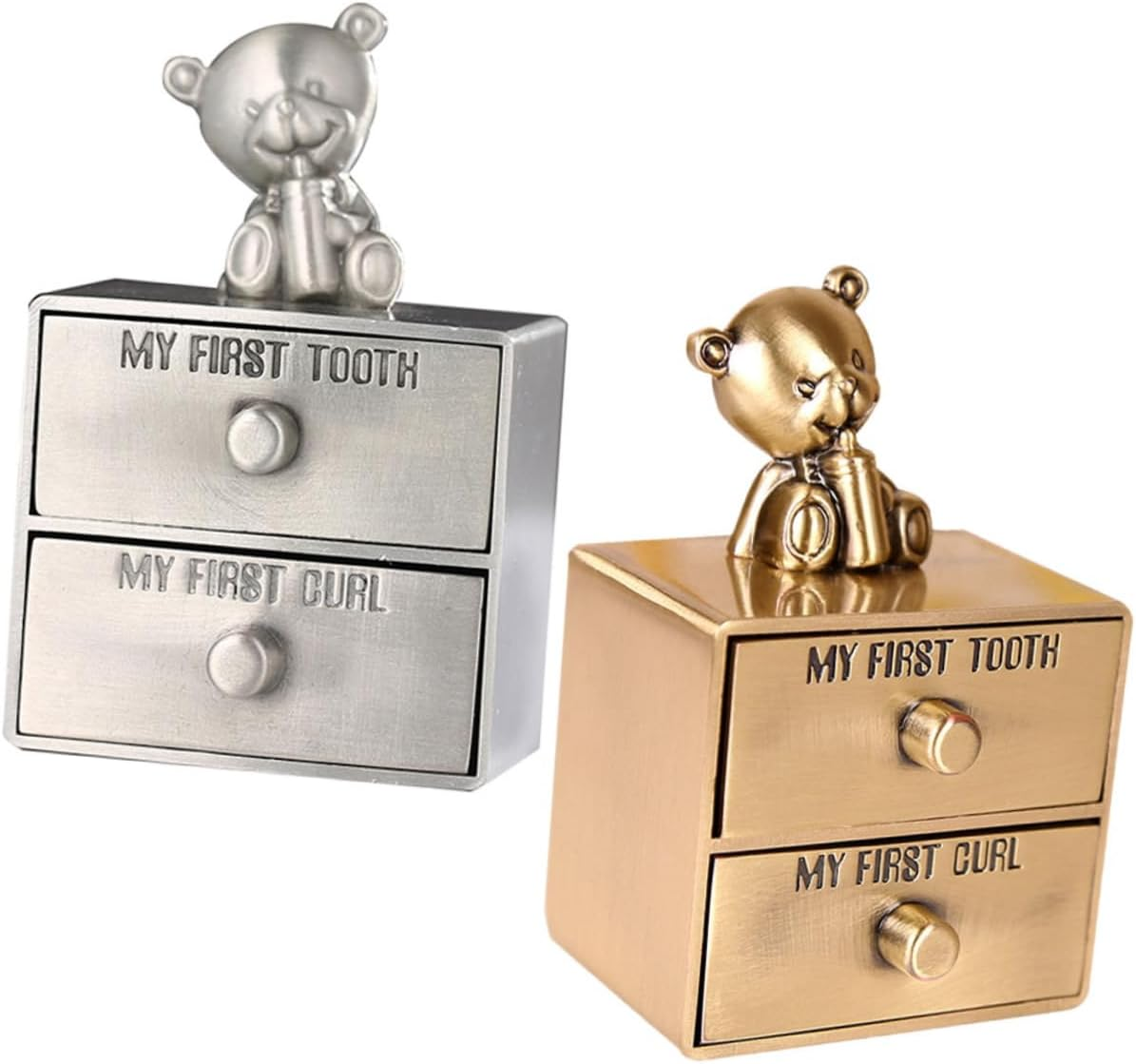 2Pcs Tooth Keepsake Box First Tooth and Curl Holder Unique Double Design for Boys Sturdy Structure Meaningful Storage for Precious Memories image number 3