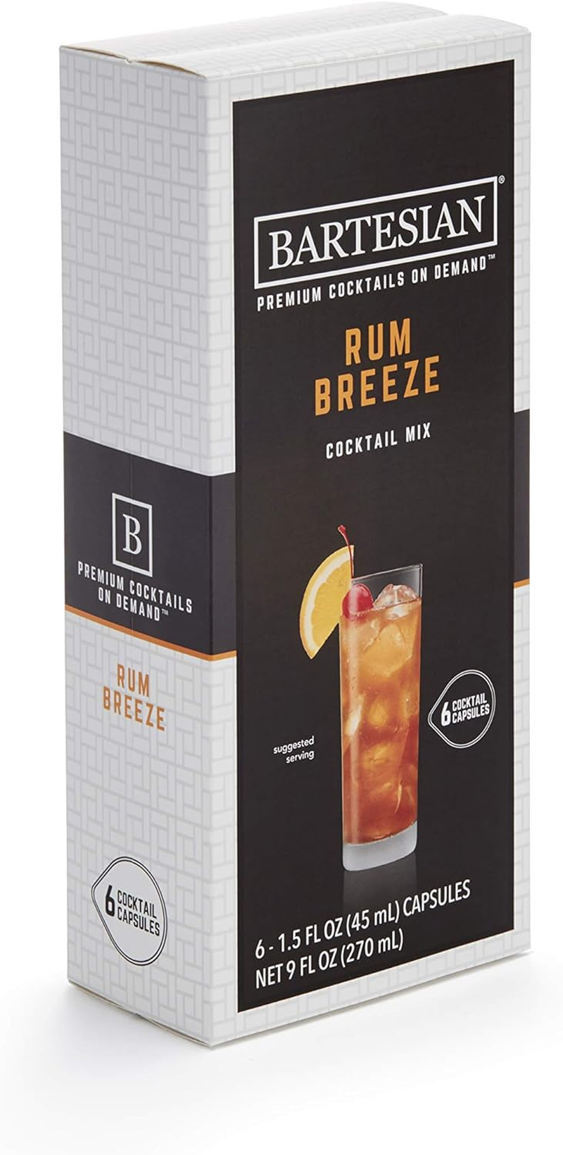 Bartesian 55354 Rum Breeze Cocktail Mixer Capsules, Pack of 6 Cocktail Capsules, for Bartesian Premium Cocktail Maker