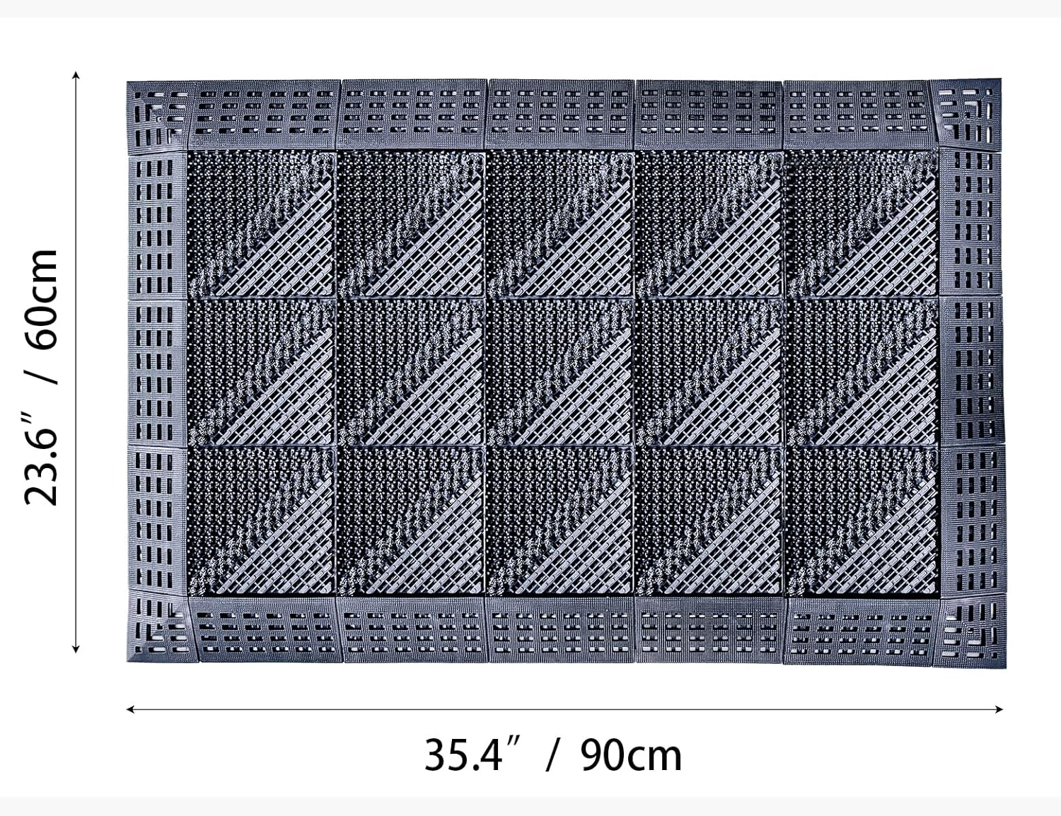 Virellisee Outdoor Front Door Mat, 60X90Cm/23.6"X35.4", Washable Interlocking Outdoor Floor Mat, Non-Slip Rubber Backing, Durable Welcome Mat for Home Entrance, Floor, Porch, Garage, Office (Gray) image number 1