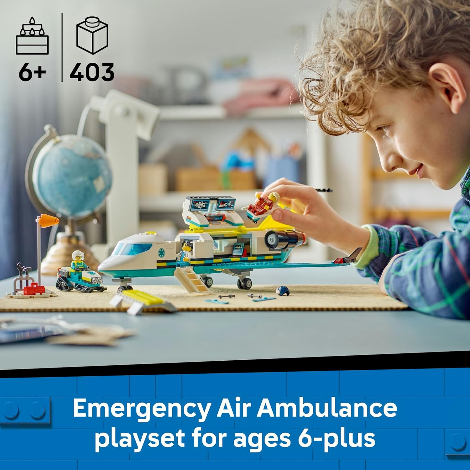 LEGO&reg; City Emergency Air Ambulance Plane, Snow Scooter and Toy Airplane 60465 Building Set with Paramedic, Pilot, Doctor and Skier Minifigures, Fun Holiday or Birthday Toy Idea for Kids Aged 6 and Up image number 4