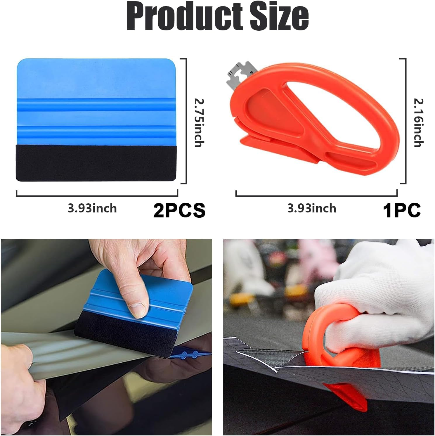 HENWUBEI 15 PCS Vehicle Vinyl Wrap Window Tint Film Tool Kit, Car Window Film Tinting Tools, Vinyl Wrap Kit Includes Felt Squeegee, Blades, Membrane Cutter, Edge Trimming Squeegee (Blue) image number 5