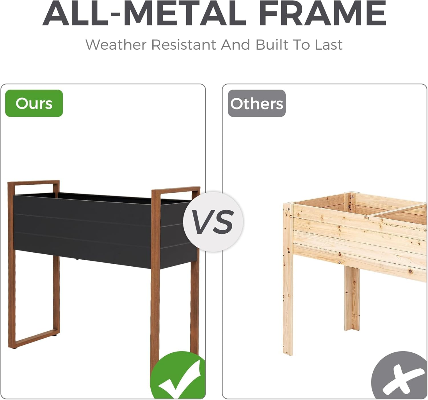 Grand Patio Raised Garden Bed, Metal Planter Box with Legs and Drainage Holes, Weather-Resistant Elevated Plant Containers for Vegetables, Flowers, Herbs, Outdoor Gardening Supplies (100&times;38&times;91Cm) image number 2