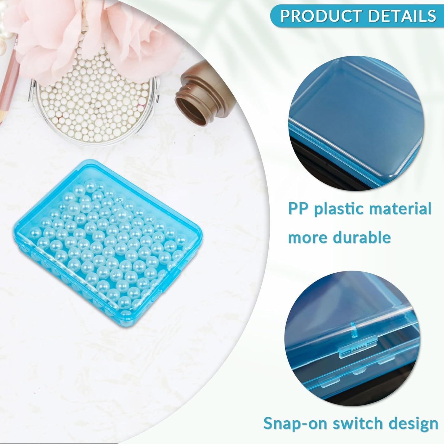 6 Pcs Mini Transparent Plastic Storage Containers Box Portable Travel Cotton Pad Holder Small Cosmetic Pad Cotton Ball Holder Dispenser for Cotton Rounds, Swabs, Floss (3 Colors) image number 4