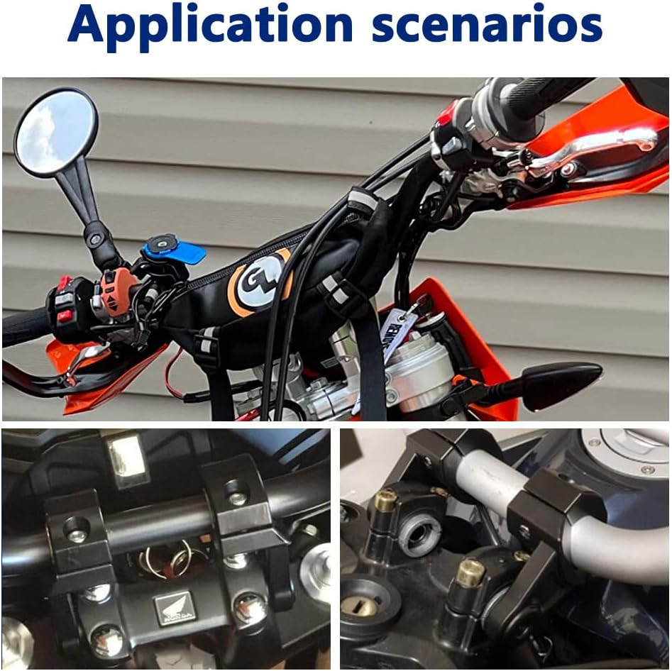 2 Inch Pivot Handlebar Risers Universal Motorcycle for 7/8" (22Mm) Bar Clamps, 2 in Universal Motorcycle Handlebar,Pivoting Handlebar Clamp Risers for 7/8" or 1 1/8 28Mm (Black) 2 PCS - Silvery image number 6