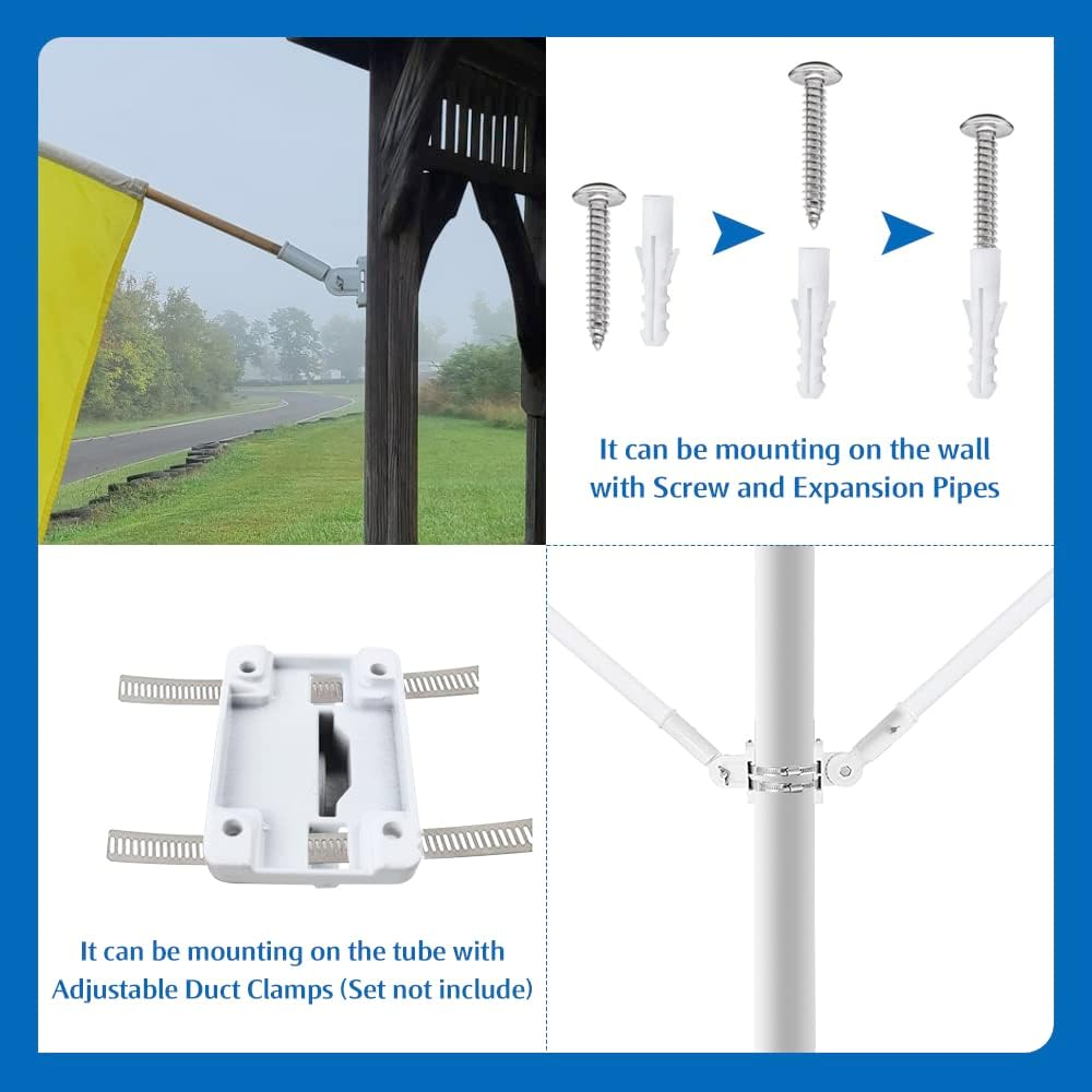 Flag Pole Holder, 2 Pack Flag Pole Mounting Bracket, Metal Flag Pole Bracket, Flagpole Hardware, Adjustable Multi Positions, Flag Stand Flag Bracket for House Outdoor image number 2