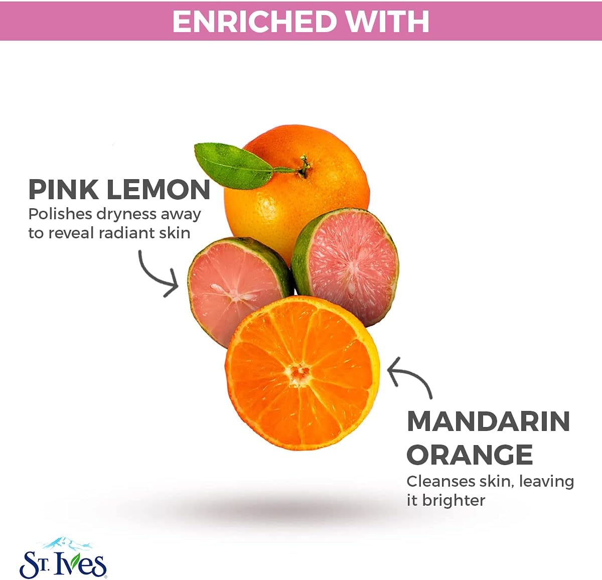 St. Ives Radiant Skin Face Scrub for Dull Skin Pink Lemon and Mandarin Orange Dermatologist-Tested Face Wash Scrub with 100 Percent Natural Exfoliants 6 Oz