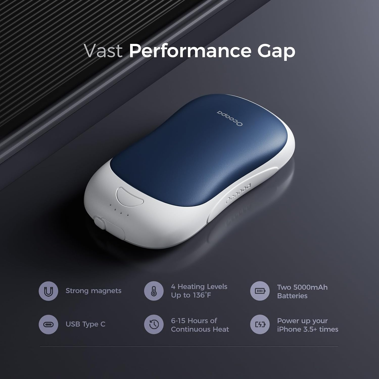 OCOOPA Magnetic Rechargeable Hand Warmers, True Double Warmth Handwarmers 10000Mah, up to 15 Hours, Max 136℉, Electric Heater, for Men, Women, Golf/Hunting/Camping/Cold Weather, UT3 PRO image number 2