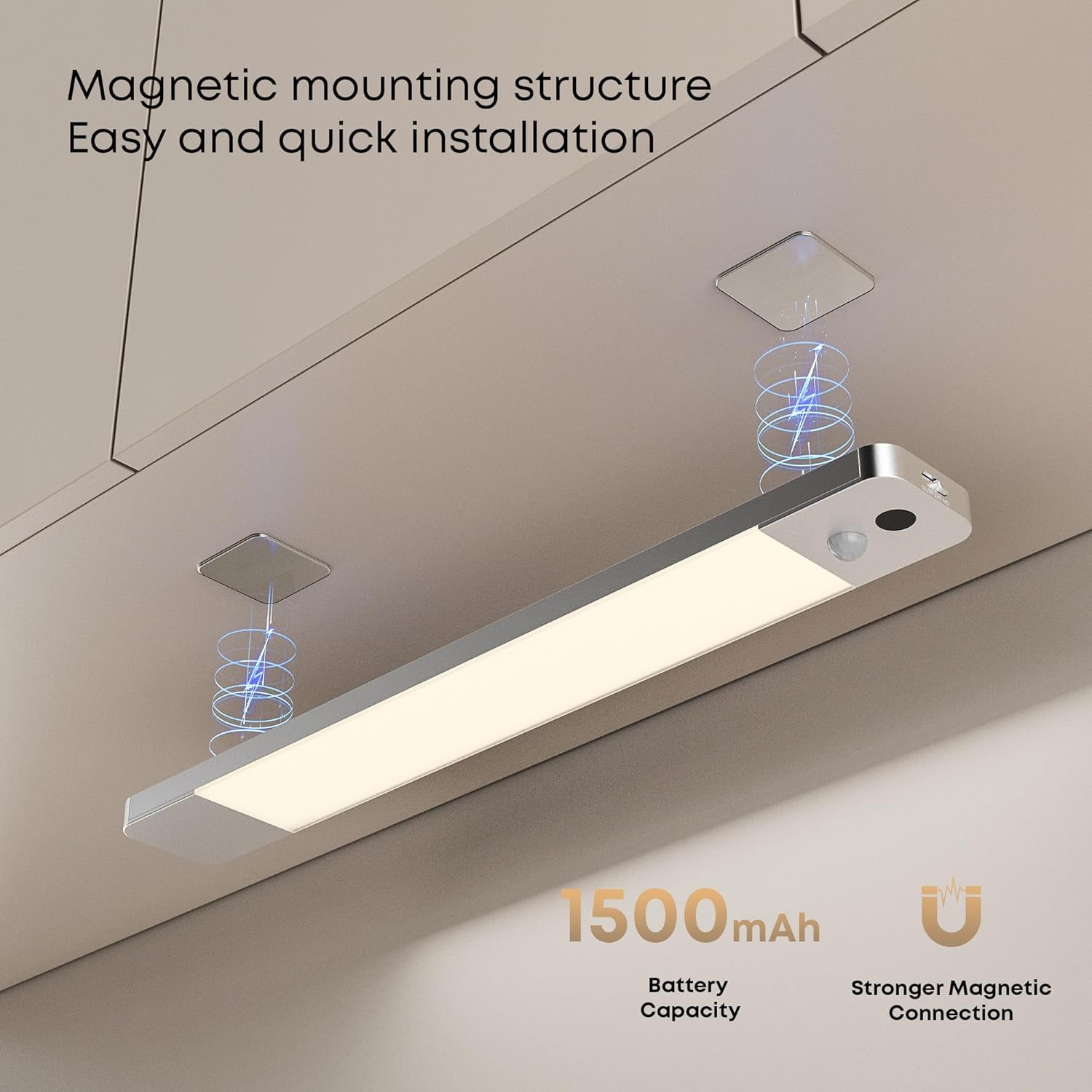 Cabinet Lighting LED Lamp with Hand Wave and Motion Sensor - 25 Cm 1500 Mah 4000 K Cabinet Light Under-Unit Light Kitchen Light - Rechargeable & Dimmable Showcase Lighting Wardrobe | Pack of 2 image number 1