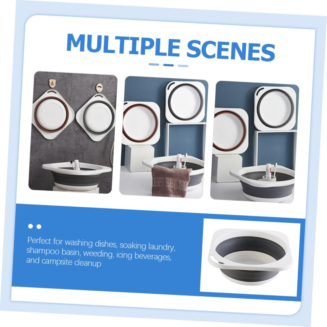 YOSADIER Space-Saving Folding Wash Basin Multi-Function Laundry Bucket for Kitchen Bathroom image number 3