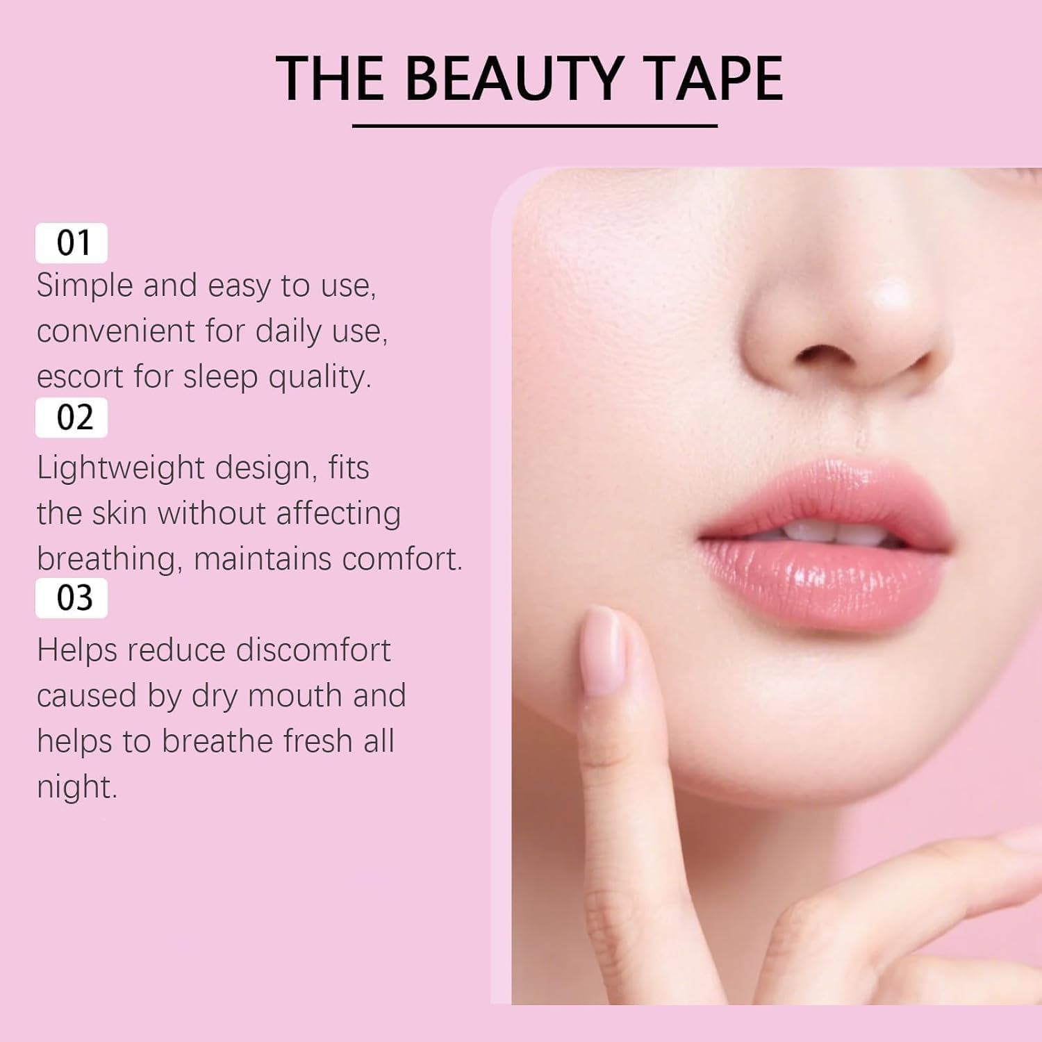 Premium Sleep Tape for Women, Beauty Mouth Patches for Sleeping, Overnight Lip Hydration, Soften Dry Lips While You Sleep,20Pcs image number 1