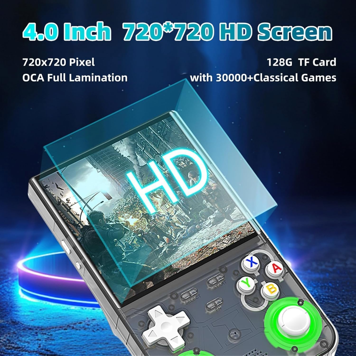 R36 Ultra Retro Game Console 2026 Model with 128GB, 4-Inch IPS Screen, over 30K Retro Games Mini Video Games Handheld Console, Supports 23 Emulators, Linux-Based Retro Gaming Console (Black) image number 2