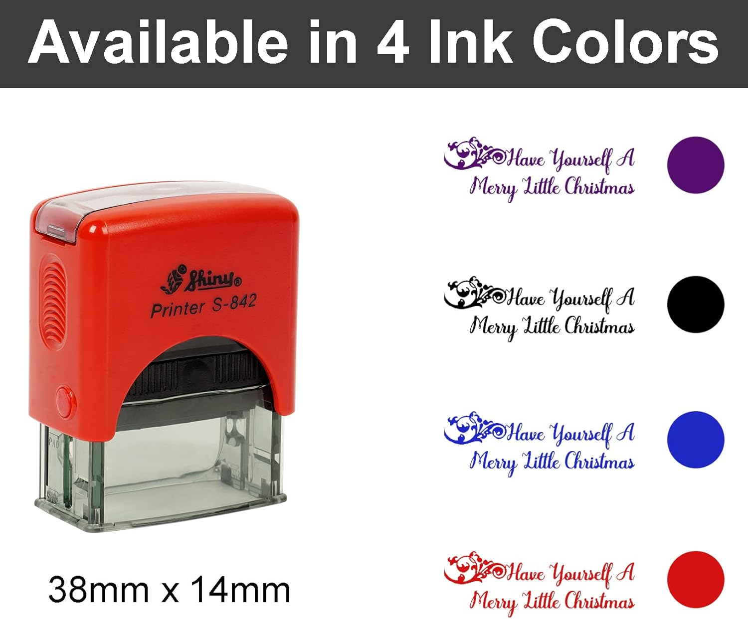 Printtoo Have Yourself a Merry Little Christmas Self Inking Rubber Stamp Pre,Inked Office Stamp, Home Office Business Stationery, 38 X 14 Mm, Red
