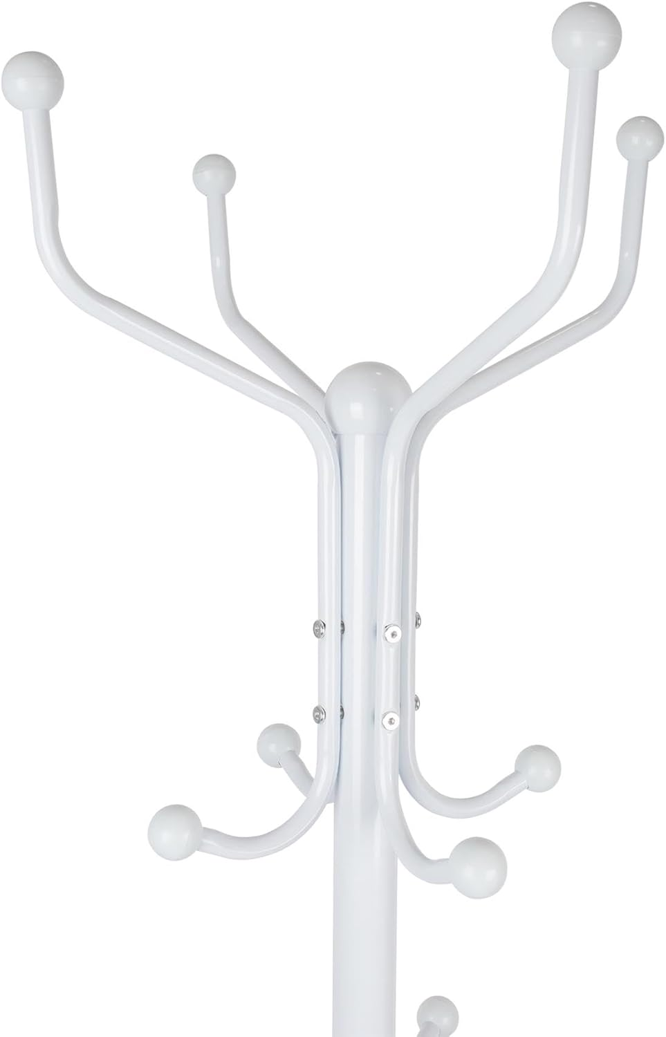 Harbour Housewares Coat Rack - White - Steel - Free-Standing Jacket Coat Stand Hat Hook Bag Hanger Tree Stand for Home Storage, Hallway, Entryway, Office - White image number 4