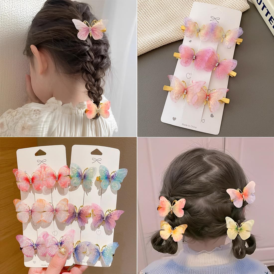 Pack of 20 Butterfly Hair Clips, Hair Clips Girls Women Children Glitter 3D Butterfly Hair Clips Set for Bridal Wedding Accessory