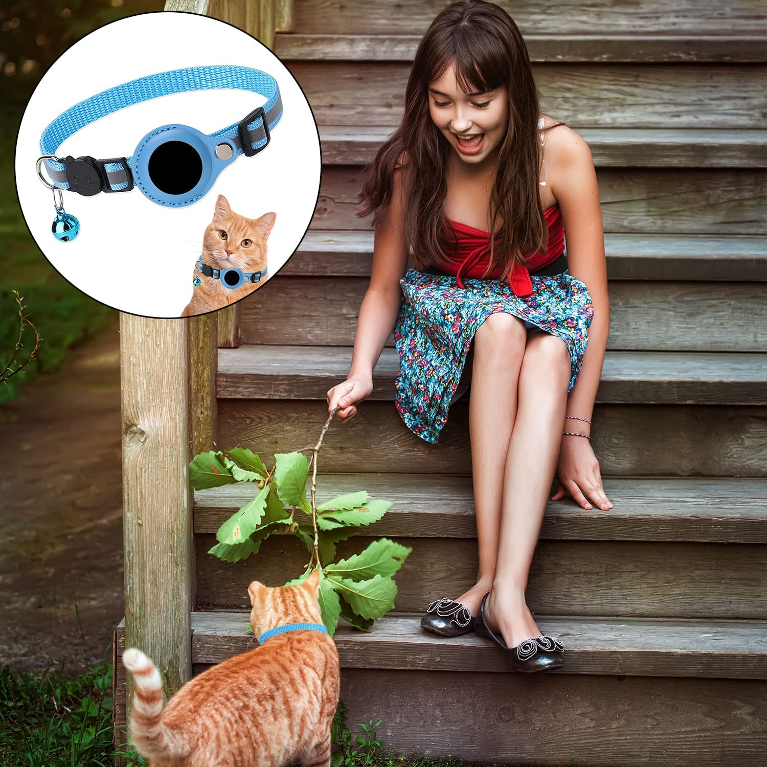 Airtag Pet Collar, Adjustable Cat Collar with Airtag Holder for Kittens, Dogs (Blue) image number 2