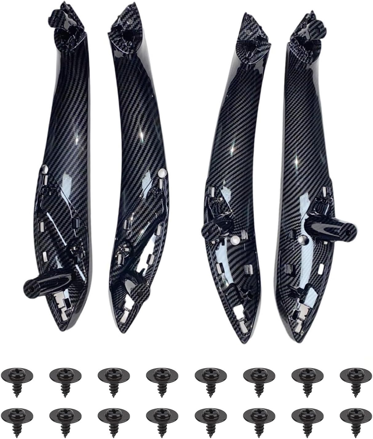 4PCS Front Rear Left Right Side Inner Door Handles Fit for BMW M4 F30 F31 F32 F33 F34 F35 F36 F80 F82 F83 2012-2018 Replace# 51427281465 51427281466 51417279311 51417279312 (Carbon Fiber)