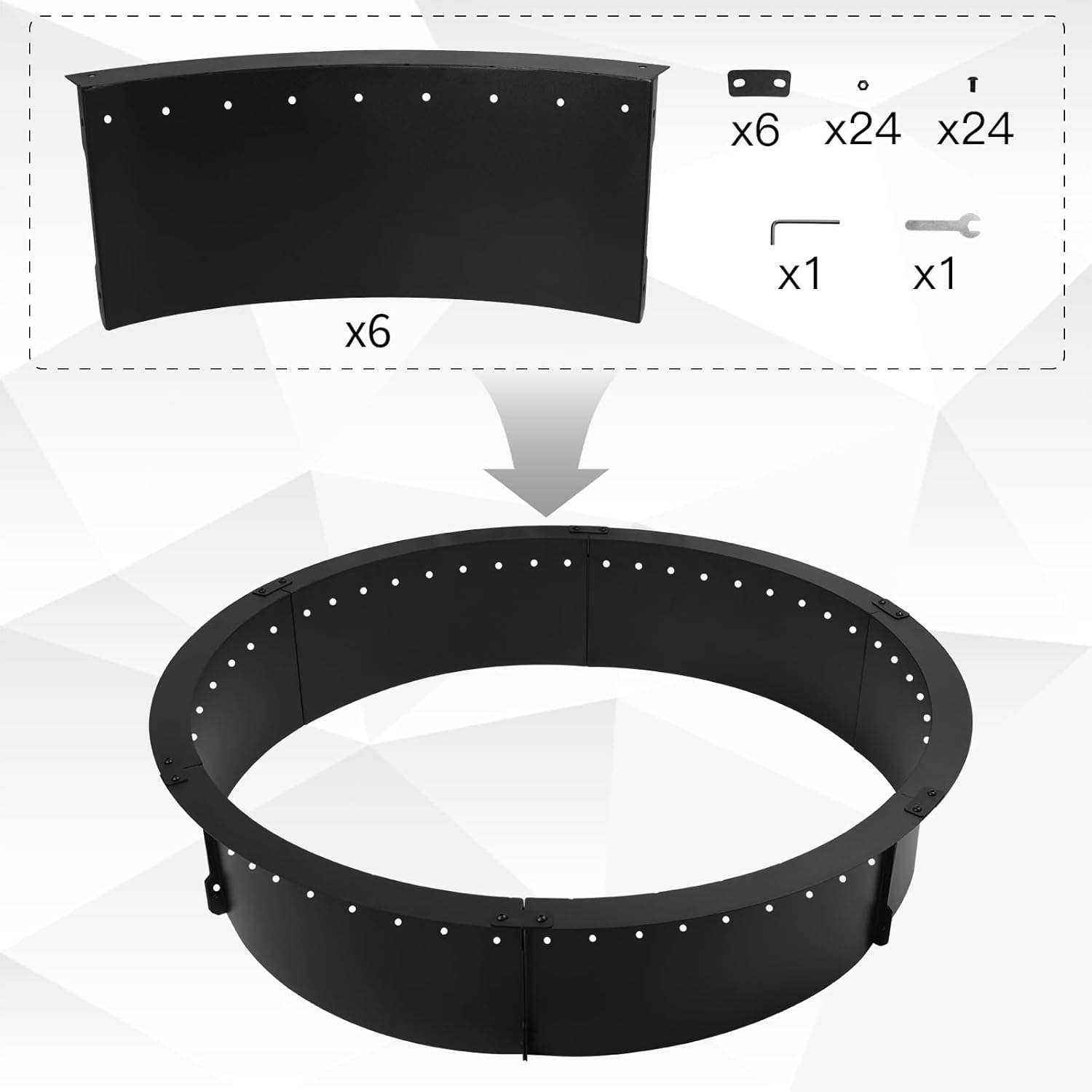 40 Inch Fire Pit Ring,Large round Insert Firepit for Outdoor Fire Liner Wood Burning Heavy Duty Metal Campfire Ring above or In-Ground, Black 40-Inch Outer/36-Inch Inner Diameter image number 5