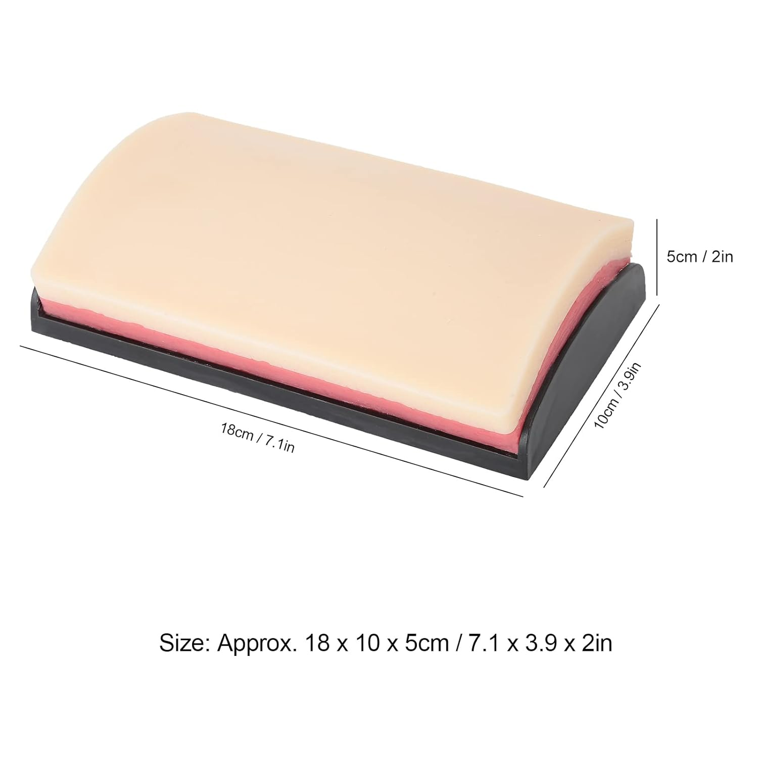 Training Suture Pad Skin Model Practice with Curved Base, 7.1 X 3.9 X 2In anti Slip Rubber Stoppers 3 Layers Reusable for Student Nurse, Simulation Human Skin Incision Suture image number 3