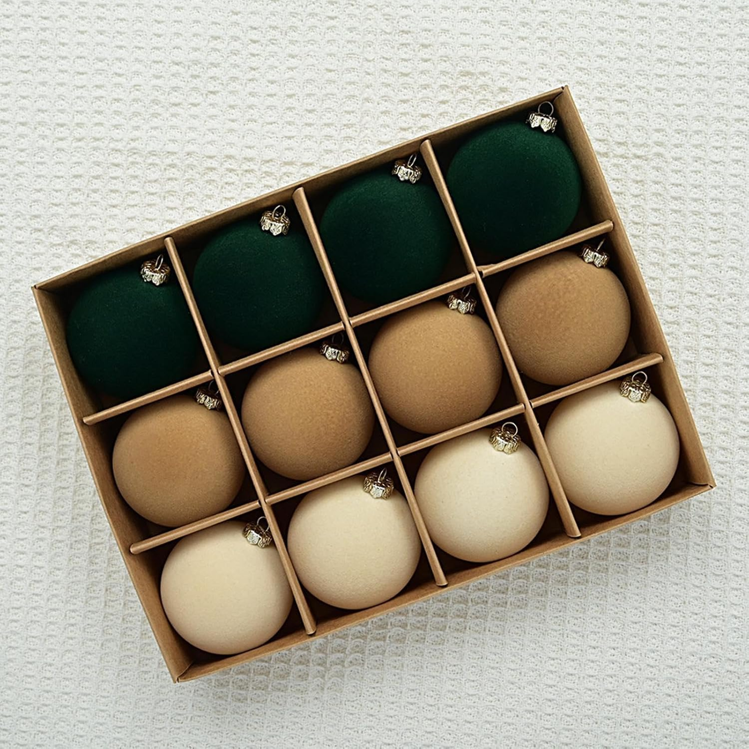 Christmas Tree Ball Ornaments, 12 Flocked Velvet Ball Ornament Flocking Balls Shatterproof Christmas Tree Ornaments Velvet Balls Supplies for Christmas Wreath, Wedding