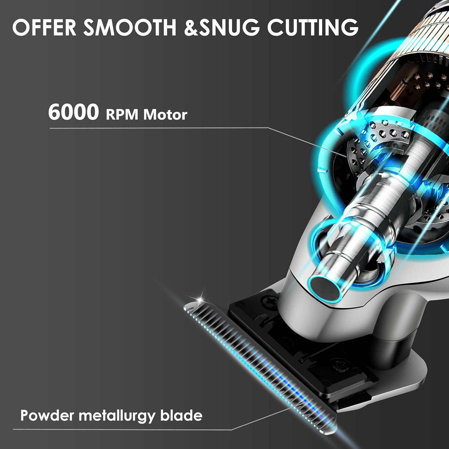 KEMEI 2293 Professional Hair/Beard Trimmer for Men Zero Gapped Hair Clippers for Barber with T Blade, Cordless Rechargeable, Silvery image number 5