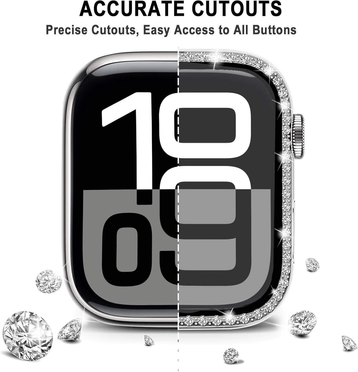 [2 Park] for Apple Watch Screen Protector 40Mm 44Mm 41Mm 45Mm 42Mm 46Mm,Crystal Diamond Bling Hard Case Protective Cover Frame with Tempered Glass for Apple Watch Case 11 SE3 10 9 SE 2Nd 8 7 6 5 4