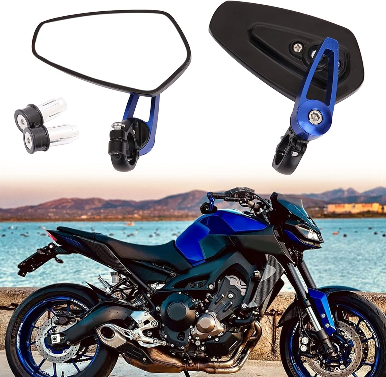 Black Motorcycle Bar End Mirrors Rear View CNC for Honda GROM MSX125 CB500F Kawasaki Z125 Pro Z650 Z750 Z800 Z900 ER6N ER6F Yamaha MT-03 MT-07 FZ-07 MT-09 FZ-09 MT-10 FZ-10 MT-25 FZ6 FZ8 FZ6R