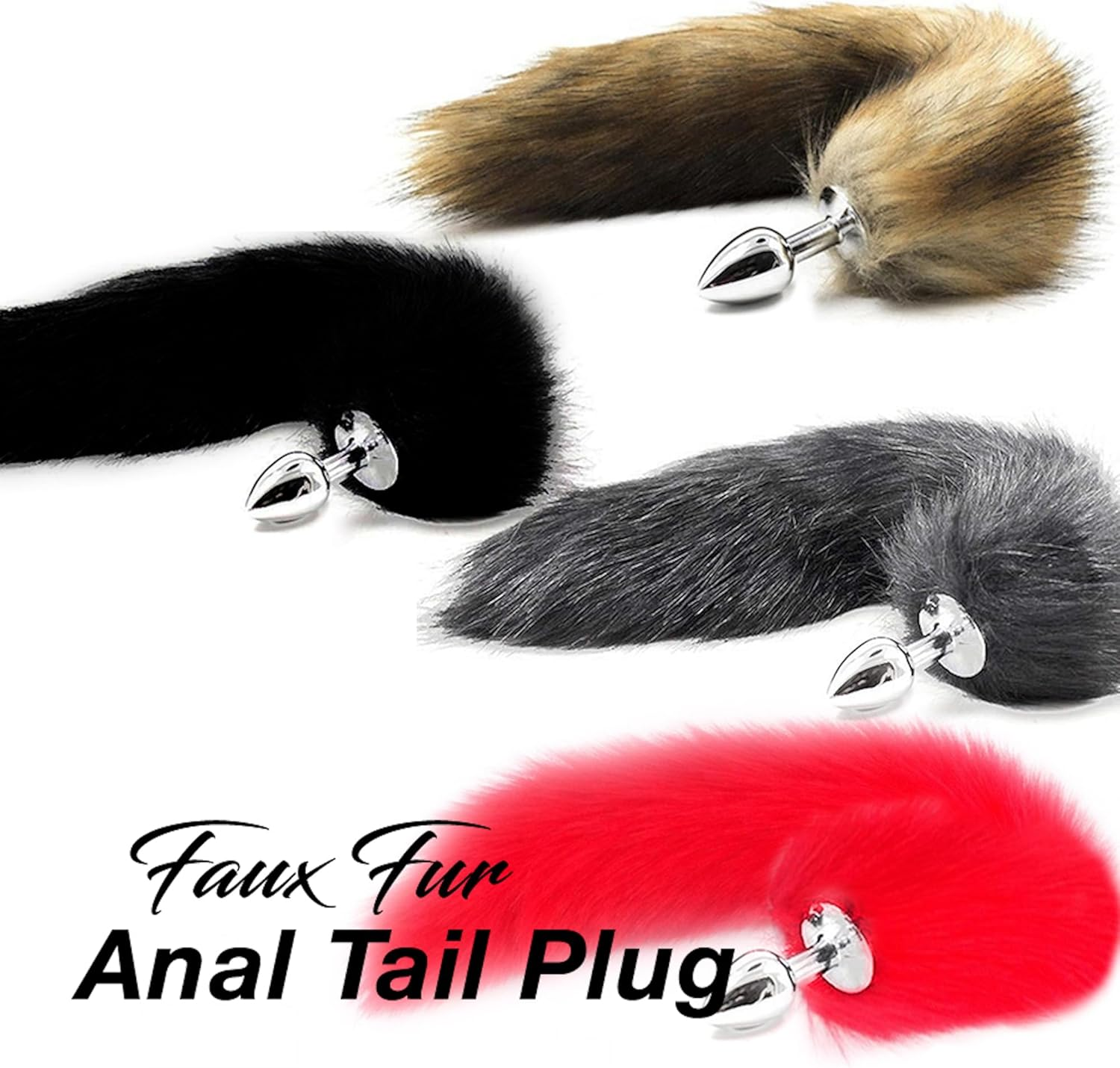 Sexy Fox Tail Cosplay Anal Plug Anal Butt Plug Adult Sex Toys for Women Men Couple Stainless Steel Anal Plug (Brown) image number 2