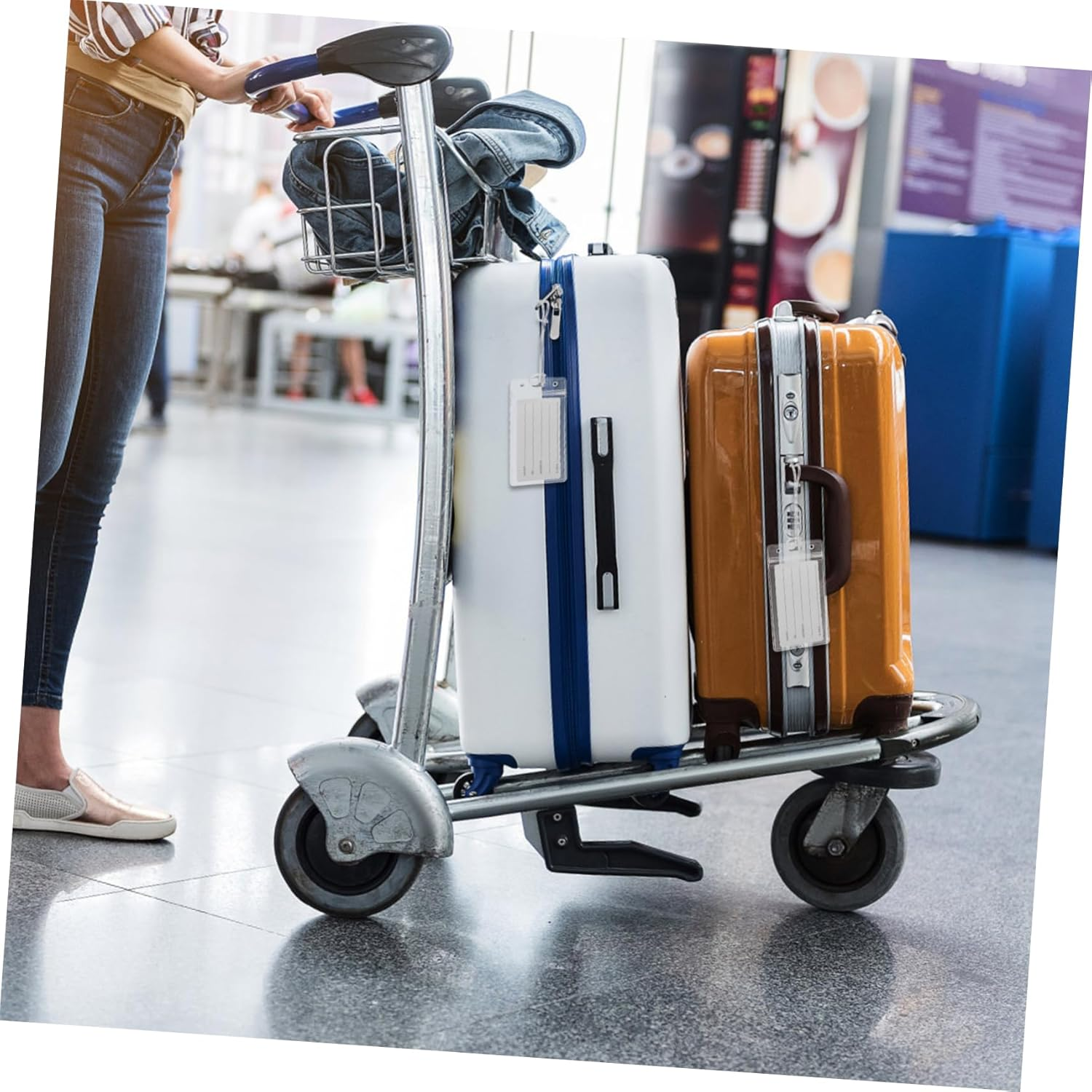 JEWEDECO Name Badge Holder Resealable Closure Luggage Tag Bag for Easy Identification Card Sleeve