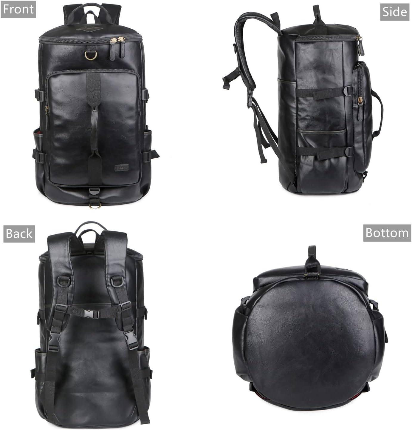 Baosha Stylish Vegan Leather Men Weekender Travel Duffel Bag Backpack Hybrid Hiking Rucksack Overnight Bag Convertible HB-26 image number 5