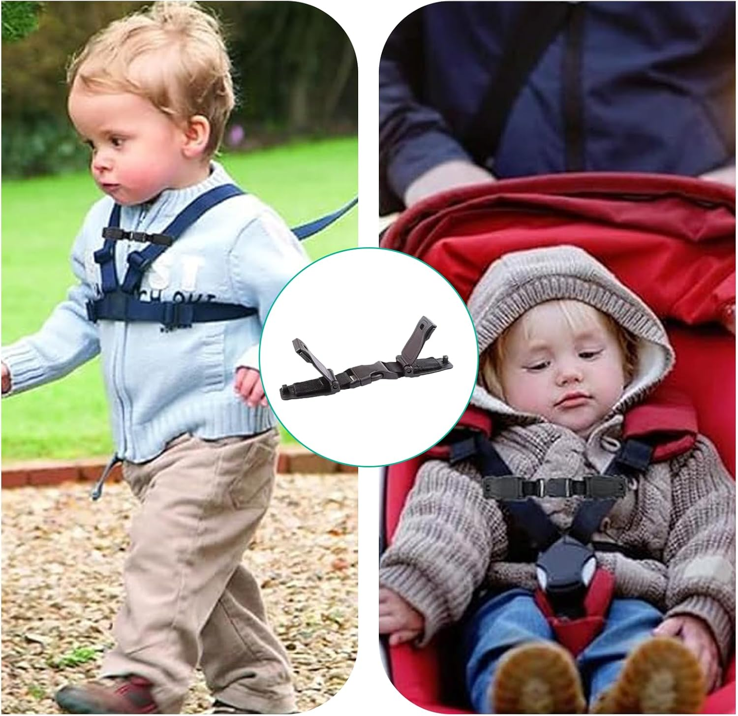 ONBPIY Baby Car Safety Seat Strap Clip Harness Chest Belt Black Compatible with Car Seats Strollers High Chairs for Secure Fit image number 2