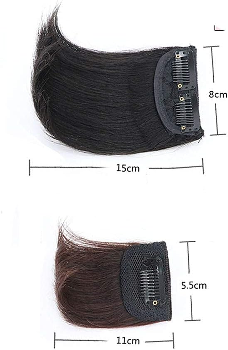 6"Human Hair Pads Board Clip in Hair Pieces Seamless Thickening Fluffy Hair Root Invisible Top Hairpiece One Piece Clip in Hair Extensions for Women/Girls Add Hair Volume(Dark Brown) image number 3