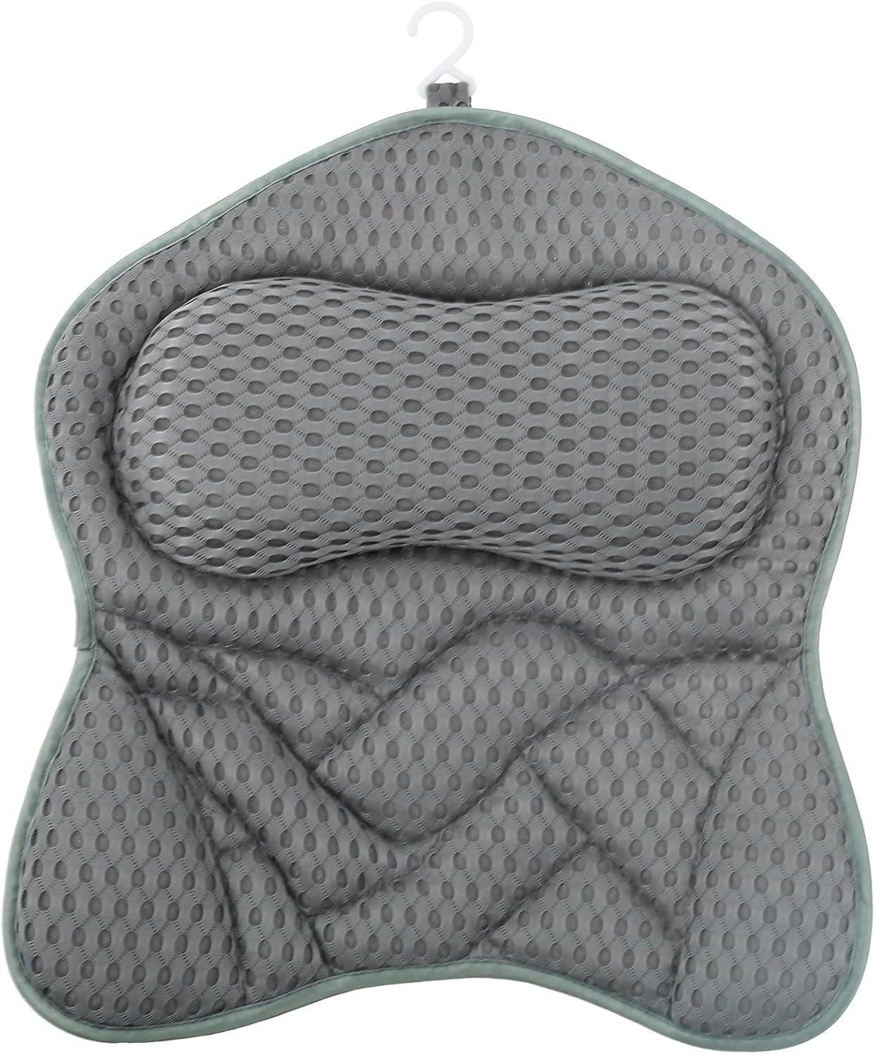 Awobepl Ergonomic Bath Pillow Breathable Air Mesh Bathtub Pillow with 6 Suction Cup and Hook Practical Bathroom Accessories for Neck and Back Support (White)