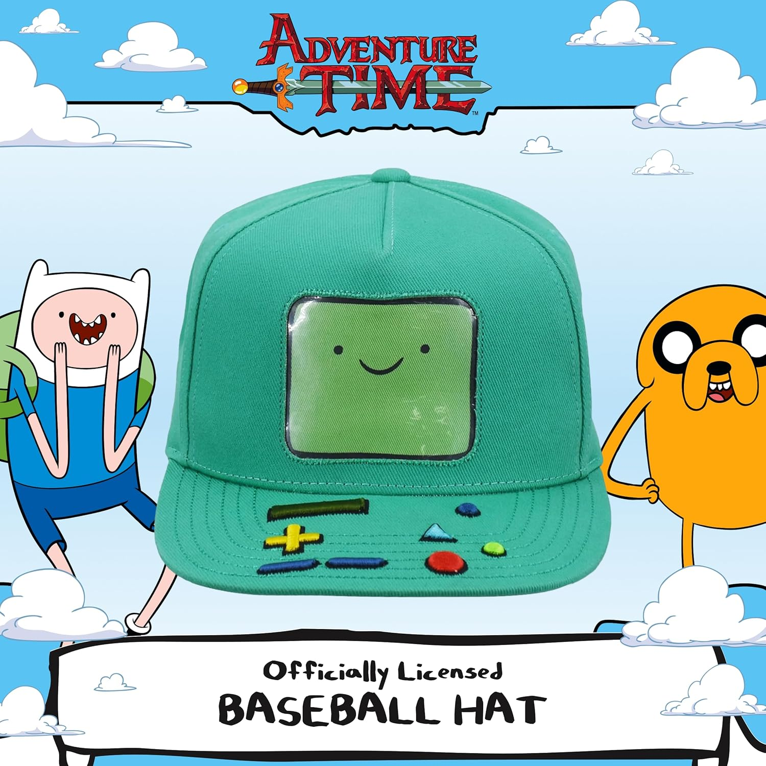 Adventure Time Baseball Cap, Adjustable Snapback Hat with Flat Brim