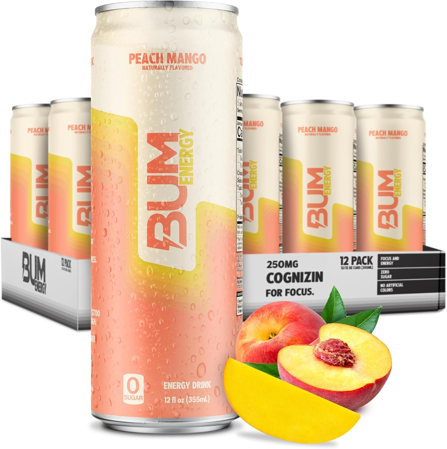 Bum Energy Peach Mango Energy Drink 12 X 355Ml image number 3