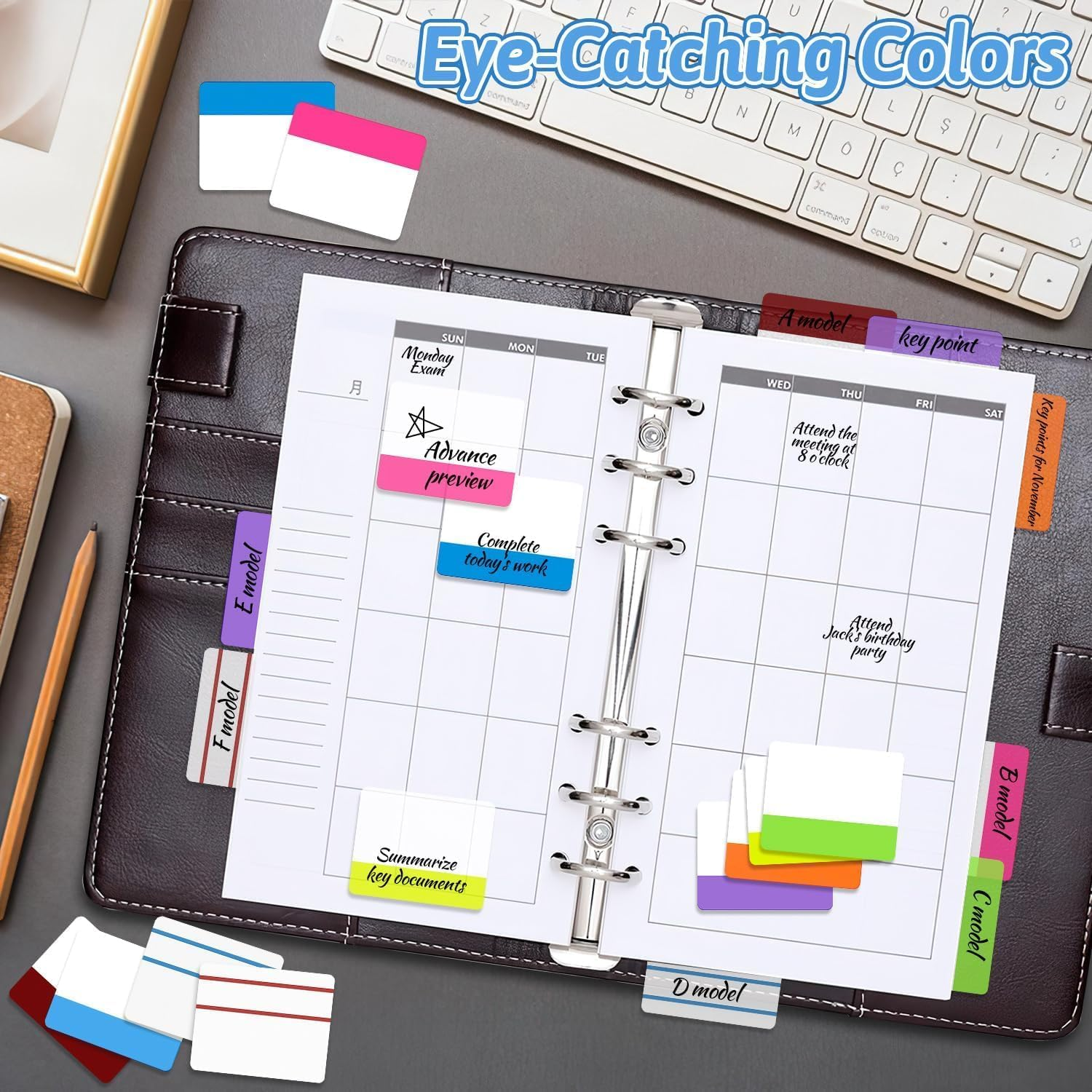 Sticky Notes Tabs 400 Pieces Page Markers Tab, 10 Colours Adhesive Strips Tabs 5.1X4.1 Cm Repositionable Reading Index Tags Self-Adhesive Tape Flags for Books, Binders, Notebook and File Folders - Multicolor image number 6